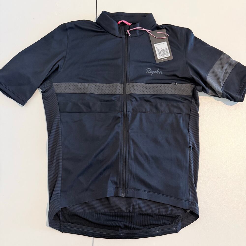 NWT Rapha Men's Brevet Lightweight Cycling Jersey Black Grey Size Large BLW06XX